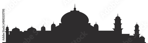 delhi skyline black silhouette isolated on a white background