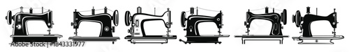 sewing machine silhouette vector art set sewing machines
