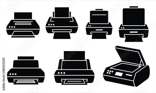 silhouette of a collection of black and white icons 