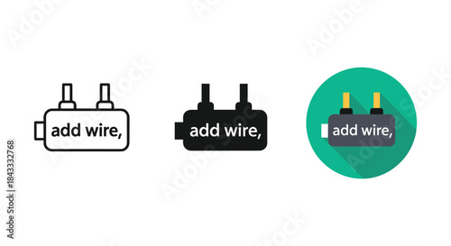 Electrical connector icons with add wire instruction