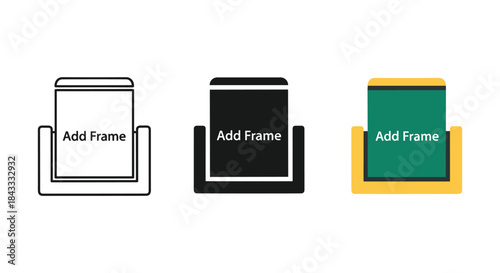 Add frame icon set with different colors and styles