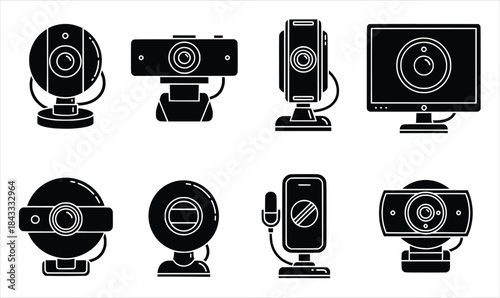ilhouette of collection of various webcam icons