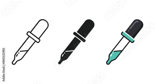 Pipette icon set in different styles