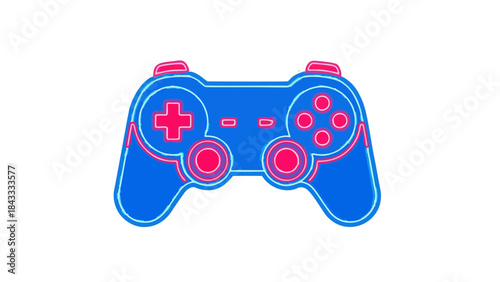 Neon Blue and Pink Game Controller Icon Illustration