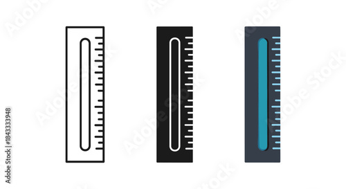 Set of three different thermometer icons in various colors