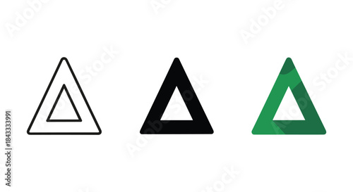 Three triangles with different colors and shading