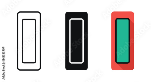 Three rectangular buttons in different colors and states
