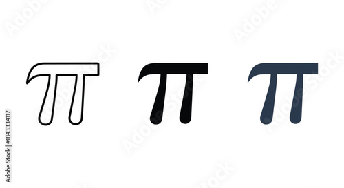 Pi symbol variations in different styles and colors