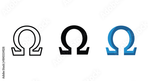Omega symbol variations in different colors