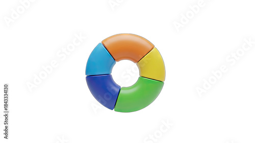 Free Download Vibrant Multi Colored Pie Chart Ring Shape With Five Segments Isolated On A Transparent Background With Soft Lighting Illustrating Data Analysis And Growth Concepts - GFXLoad
