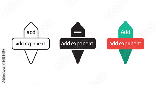Photos Add exponent button icons in different colors and styles