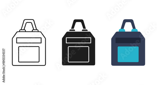 Set of three different colored camera icons