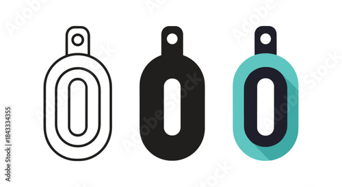 Set of three different colored tag icons in minimalist style