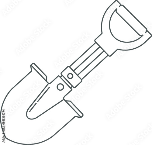 Shovel gardening tool for digging and scooping soil in outdoor landscaping and construction projects with handle