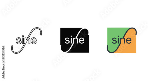 Sine logo design variations on white background