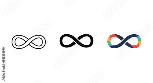 Infinity symbol variations on white background