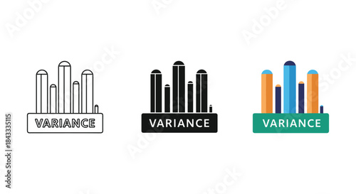Variance graph icons in different styles and colors