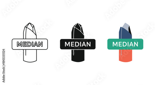 Median icon set with different design styles