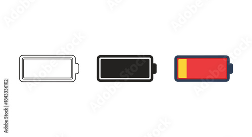 Battery level indicators showing different states of charge