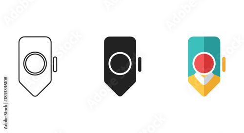 Set of camera lens icons in different style