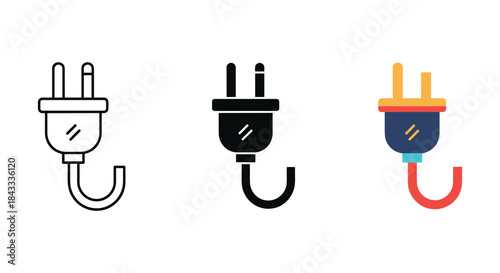 Electric plug icons set for various devices