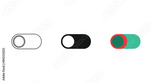 Toggle switch icons in various styles