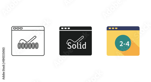 Collection of web browser window icons with different design