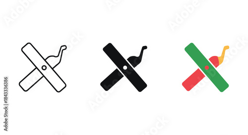 Different versions of crossed daggers icon in various styles