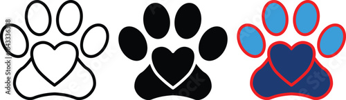 Heart shape pet paw footprint love sign