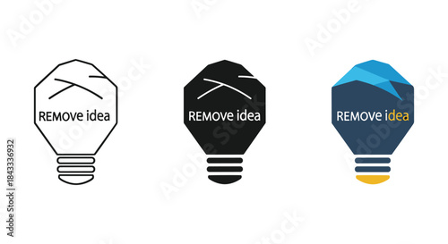 Creative light bulb logos with remove idea text