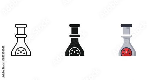 Set of laboratory flask icon in different style
