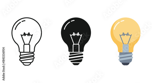 Simple light bulb icon set in different colors