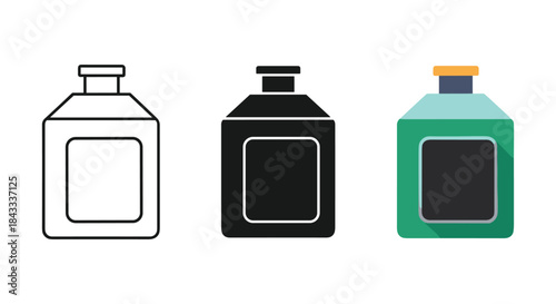 Perfume bottle icons in different colors and styles