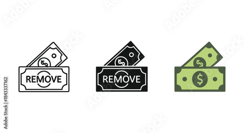 Remove money icon set