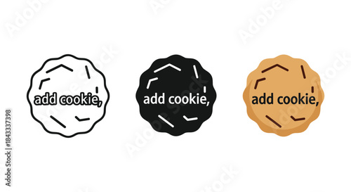 Cookie illustration with add cookie text in different colors