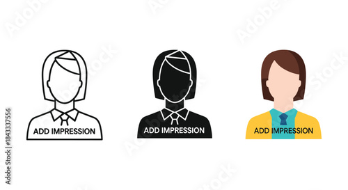 Add impression business professional woman icon set