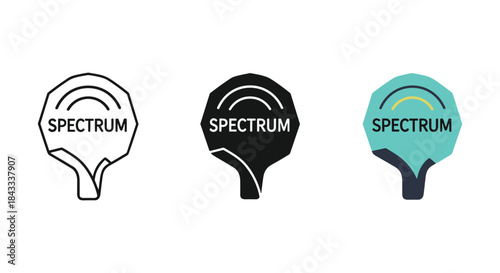 Spectrum logo design variations in black white and color