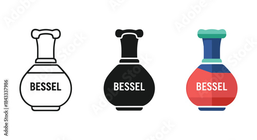 Bessel bottle icon set in different color