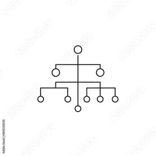 A simple, minimalist line drawing of a hierarchical organizational chart structure.