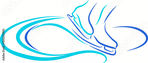 Ice Skate Dynamic Skating Motion Line Art Vector Illustration