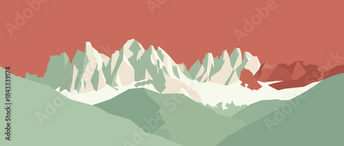Mountain range landscape with steep peaks vector illustration