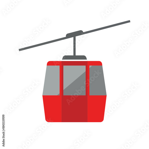 Red cable car cabin transportation vector illustration