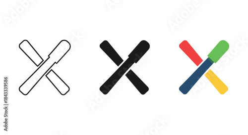 Set of cross mark symbols in different styles
