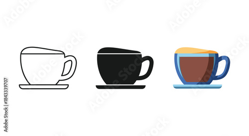Coffee cups in different styles and colors