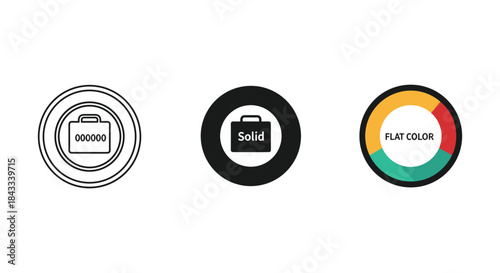 Set of three icons for business and design