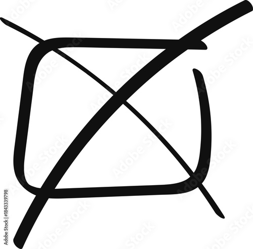 Hand-drawn crossed out checkbox symbol indicating incorrect, canceled, or forbidden selection