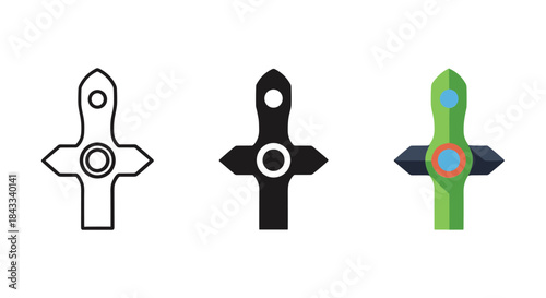 Different stages of creating a cross icon