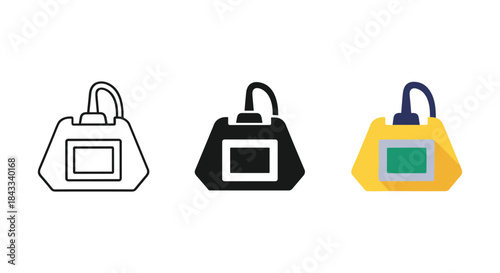 Set of handbag icons in different colors and styles