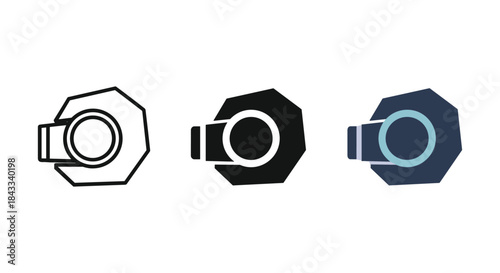 Different camera lens icons in various colors