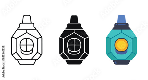 Vape pen icon set in different colors and styles